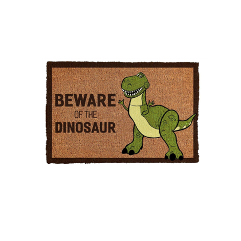 beware of the dinosaur trex doormat