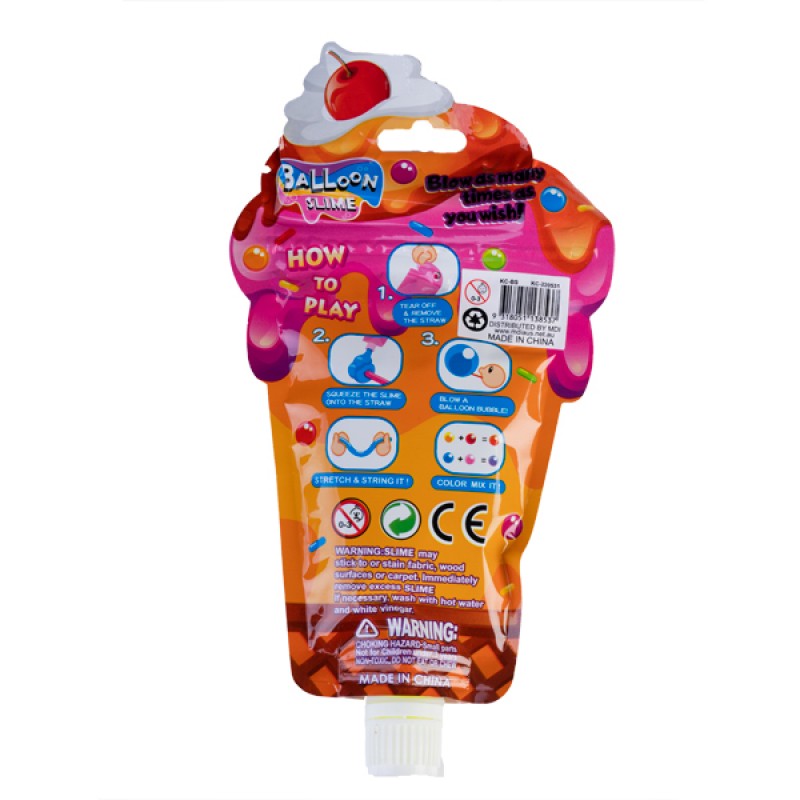 Balloon Slime with Straw Assorted (24 in CDU)