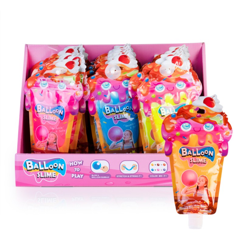 Balloon Slime with Straw Assorted (24 in CDU)