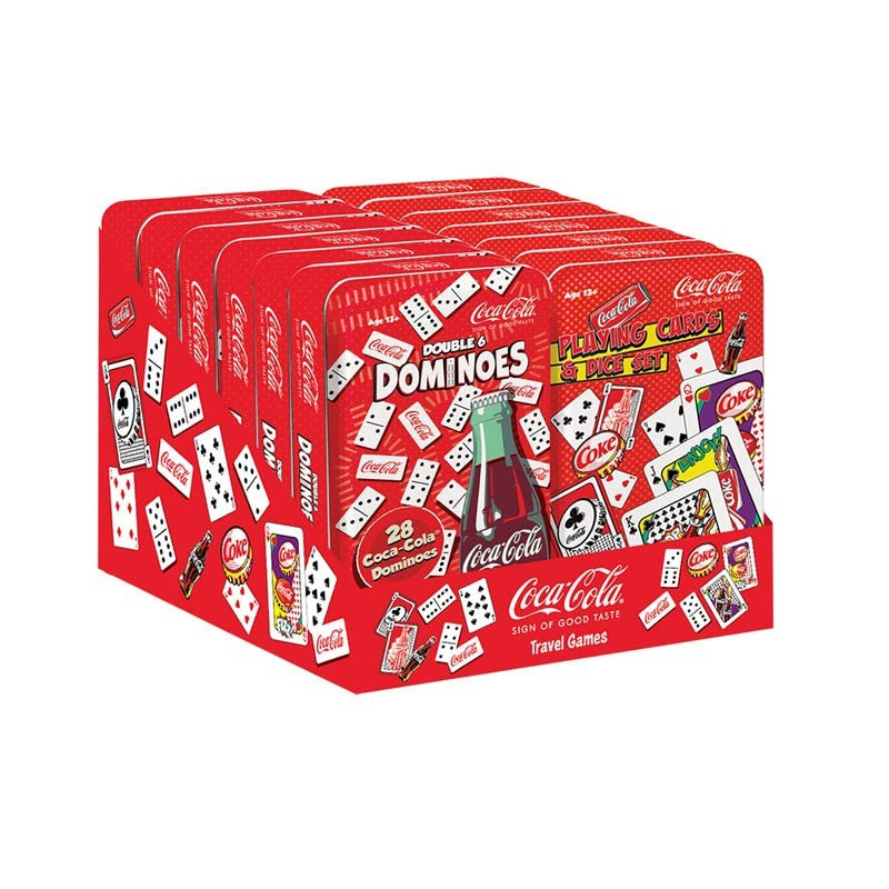Coca-Cola® Playing Cards/Dominoes Tin Game (12 CDU) - Assorted