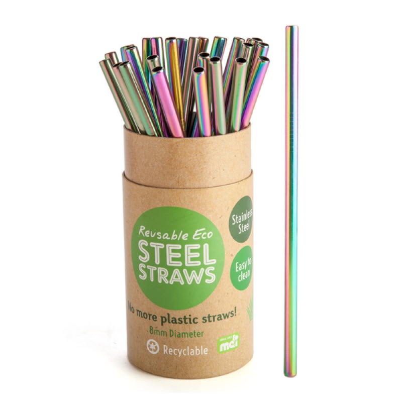 Rainbow Metallic Steel Straws (30 pcs)