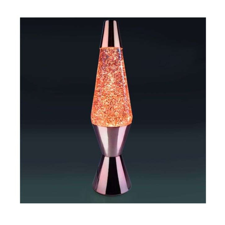 Diamond Rose Gold Glitter Lamp Night Light with Rose Gold Base Media 1 of 2