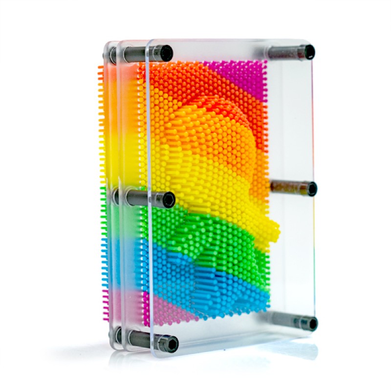 Bright rainbow 3D pin art