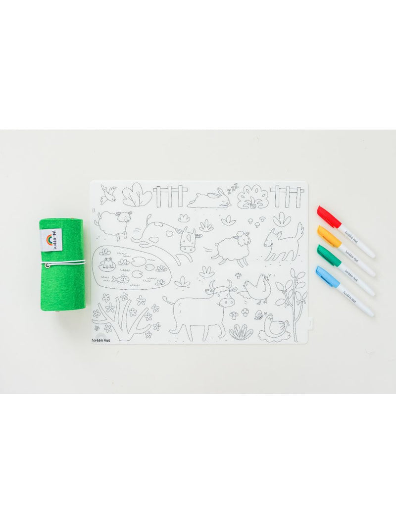 Scribble Mat Art Travel Set with 4 x Colour Pens and Carry Pouch