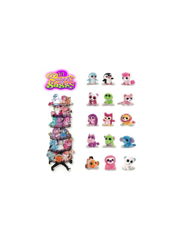 Sweet & Sassy 5'' Soft Plush Toy (144 Pieces in Display Stand)